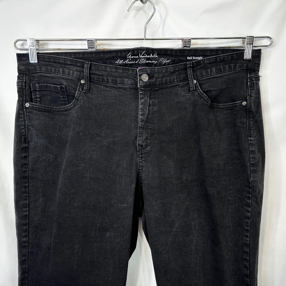 Gloria Vanderbilt Plus Size 18 Capri Jeans Black Rail Straight Denim Cropped 293 - Picture 3 of 6